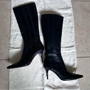 BCBG leather, Black stiletto boots.  Size 8 1/2